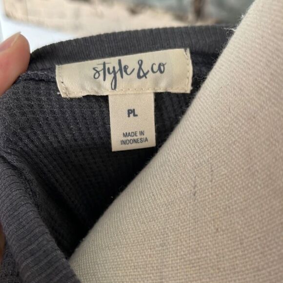 Style & Co Womens Knitted Sweater Waffle Pullover Charcoal Black Size Large NWT - Picture 8 of 10